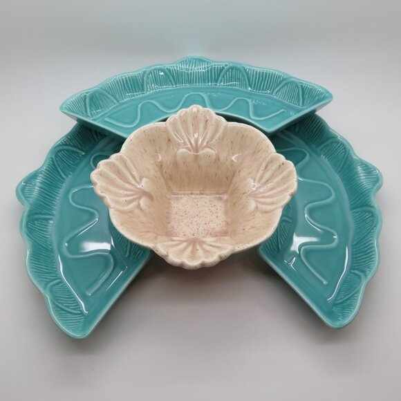 Vintage Ceramic Serving Bowl Nesting Trays CAL USA L40 485 CA Pottery Chip & Dip - Picture 15 of 16